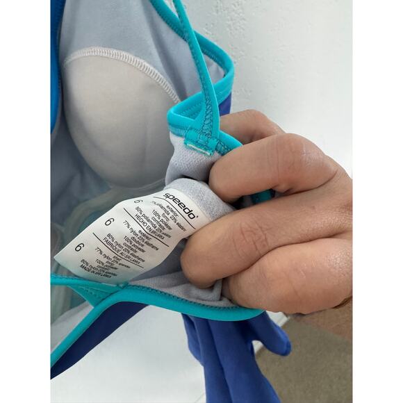 Women’s 6 NWT Speedo Blue One Piece Swimsuit Atlantic Blue Crossback - Picture 5 of 5